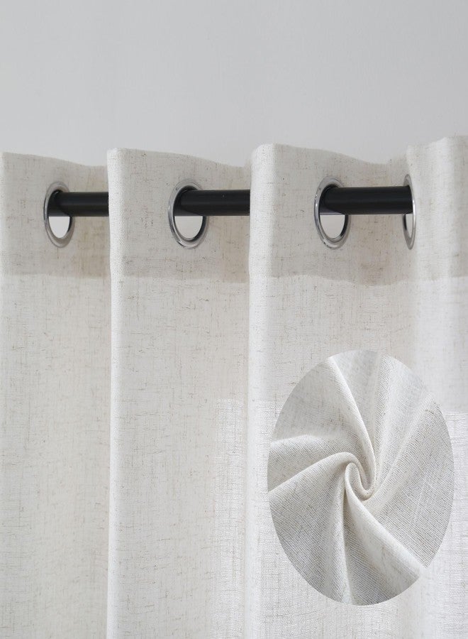 TMLTCOR Natural Linen Curtains for Living Room Bedroom,Window Drapes Sheer Linen Curtains,Light Filtering Linen Curtains 96 Inches Long,52 Wide,2 Panels - Image 2